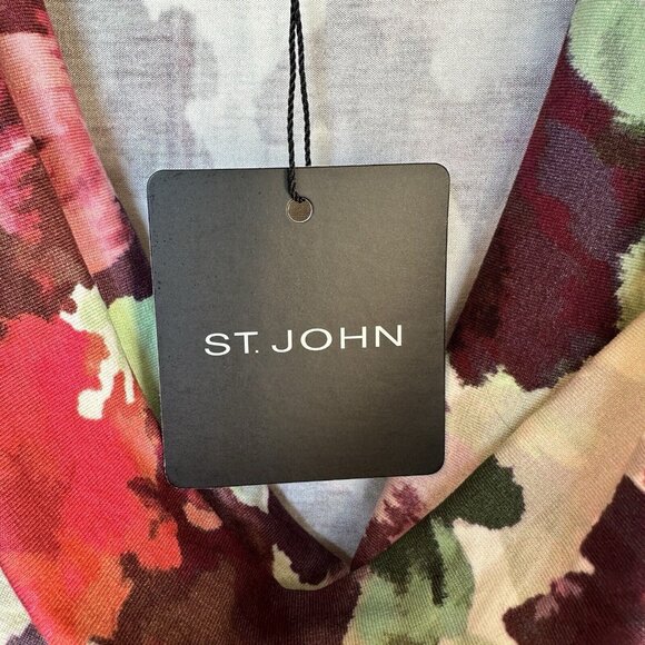 NWT St. John Pink Floral Print Sleeveless Blouse Top Women's Scoop Neck Size M - Picture 3 of 9